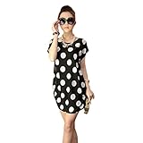 Franterd Women Mini Dress Short Sleeves Loose Blouse Print T Shirt skirts