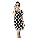 Franterd Women Mini Dress Short Sleeves Loose Blouse Print T Shirt skirts (Black)