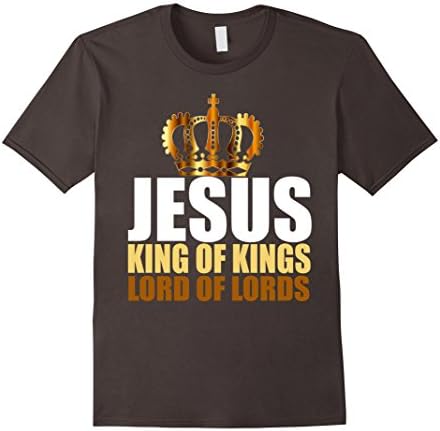 Men's Jesus King of Kings Lord of Lords Christian T-Shirt XL Asphalt