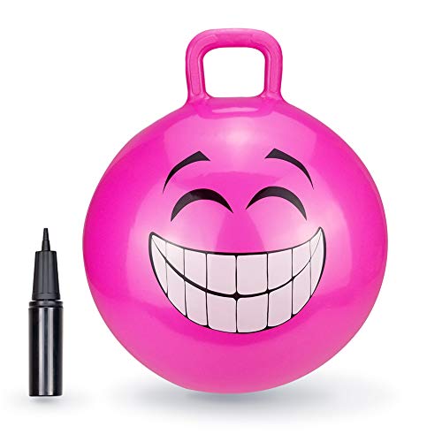 Space Hopper Ball, Jumping Ball, Hopping Ball, Hippity Hop Ball for Kids Ages 3-6, Bouncy Ball with Handles, Kangaroo Bouncer, Sit and Bounce, 18 Inches (Pump Included)