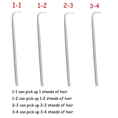 Luwigs 4 Size Ventilating Needles(1-1,1-2,2-3,3-4)+1 Brass Holder for Lace Wig Accessories 4Pcs Stainless Steel Needles Kit for Salon (Ventilating Needles Kit, One Set)