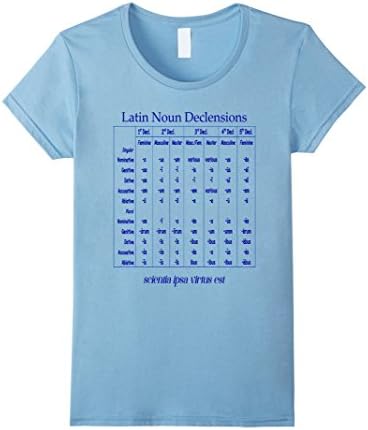 Womens Latin Noun Declension Chart T-Shirt for Classical Education Large Baby Blue