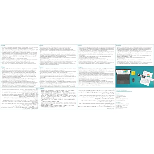 IRIScan Book Portable Scanner Wireless Battery - v5 : 12PPM 1200dpi Hand Scanner, PDF Editor, scan to Word, PDF, XLS, SD Card, Document Scanner, SD, scan Thru USB, Win Mac