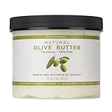 Sunaroma Natural Olive Butter (16 oz) - Rich in Vitamins A and E, Olive Oil Body Butter Moisturizes Dry Skin and Soothes Sunburn - Helps Keep Hair Healthy and Tame - Great for DIY Projects