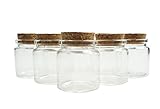 Shxstore Set of 8 Cute Small Glass Bottle with Cork 50ml Empty Clear Mini Cork Stopper Glass Bottle Jars for Arts and Crafts, Message Bottle, Party Favors, 47 X 50MM by