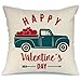 AENEY Valentines Pillow Cover 18x18 for Couch Truck Love Red Sweet Heart Happy Valentine's Day Decorations Throw Pillow Home Decor Pillowcase Faux Linen Cushion Case Sofa A177