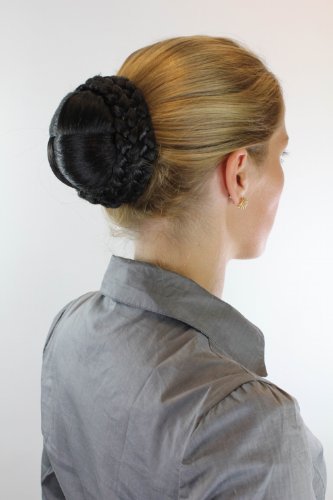 Hairpiece Hairbun BUN hairknot knot beautiful and traditional PLAIDED strands plaid BLACK N796-2