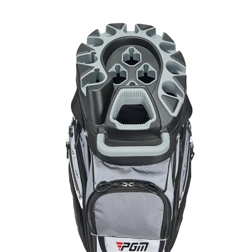 PGM Black Golf Cart Bag, 14 Way Silent Top Divider Premium Golf Bag with Ergonomic Handles & Rain Cover