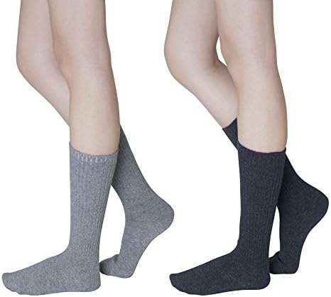 Women's and Men's Thick Thermal Wool Crew Socks, Winter Warm Hiking Boot Socks, Mid Calf or Knee High(Mid Calf B)