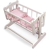 Badger Basket Heirloom Style Doll Cradle with Blanket & Pillow (fits American Girl Dolls)