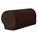 TOYABR Stretch Jacquard Sofa Armrest Cover Seersucker Spandex Anti-Slip Armchair Slipcovers Furniture Protector (2PCS, Chocolate)