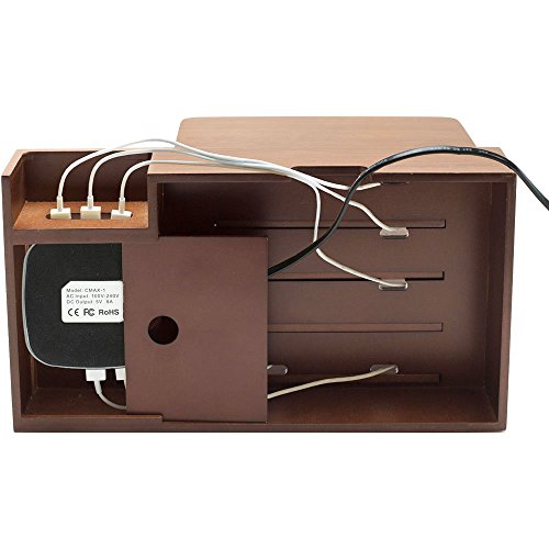 G.U.S. Charging Desk Organizer with Wireless Smart Charging Pad + 6-USB Ports. Multi-Device Charger for iPhones, iPads, E-Readers, Samsung, Android, Nexus and More. Strong Build, Polished Walnut