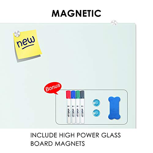 Glass Whiteboard, 48 x 32 Inch (120 x 80 cm), Frameless Glass