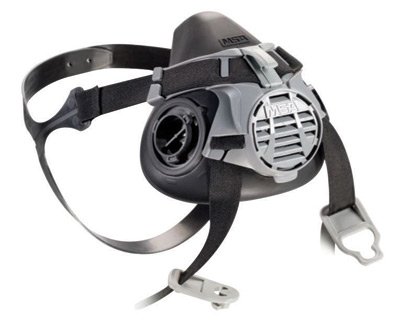 MSA Large Black Liquid Silicone/Nylon AdvantageÂ® 420 Half Mask Respirator With Elastic Strap, (2) Inhalation Valves And Exhalation Valve