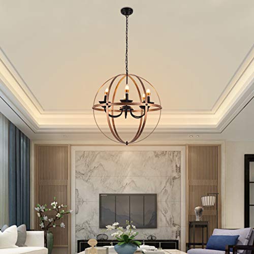 Beyonds Rustic Brass Chandelier Pendant Lighting - 2019 6 - Light E26 Industrial Vintage Style Simple Wrought Iron Chandelier Creative Loft Hanging Ceiling Lamp for Indoor Bar