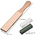 Hestya 3 Pieces Leather Strop with Compounds Kit, 1 Piece Leather Honing Strop Block Stropping Leather Paddle Strop with 2 Pieces 4.58 oz Green White Buffing Polishing Compounds (Small Size Strop)