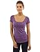 PattyBoutik Women Scoop Neck Empire Waist Raglan Top (Purple Medium)