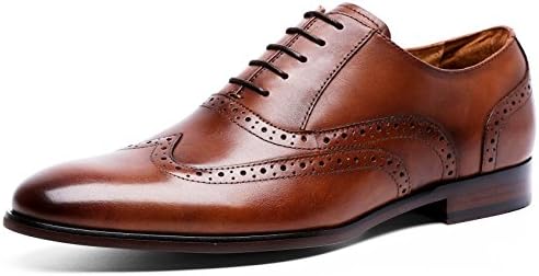 DESAI Men's Oxford Leather Tinsley Wingtip Brogue Lace Up Dress Shoes