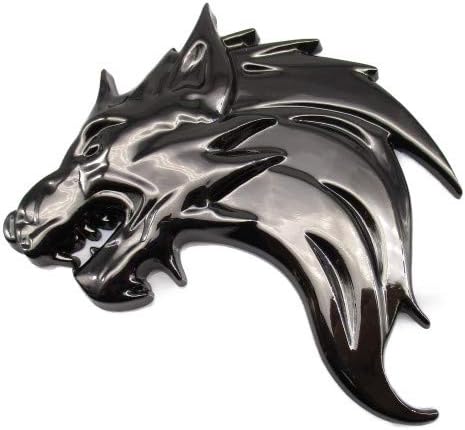 Amazon オオカミ 狼 ウルフ 車 3d エンブレム ステッカー 金属製 左 右 簡単 貼り付け 両面 テープ 付き ガンメタル 左向き カーアクセサリ 車 バイク