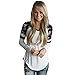 KIOP Long Sleeve T-Shirt Women Floral Splice Printing Blouse (S)