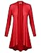 BIADANI Women Long Sleeve Classic Lightweight Open Front Jersey Cardigan Red Large
