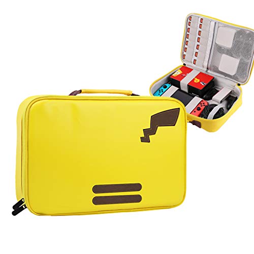Uyuni Carrying Bag for Nintendo Switch, Leatherette Large Capacity Protective Hand Case Travel Carry Pouch Compatible with Nintendo Switch Console Accessories 10 Game Card Slots Yellow