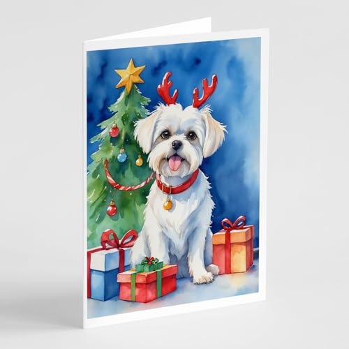 Caroline's Treasures Maltese Christmas Reindeer Greeting Cards Pack of 8 Blank…