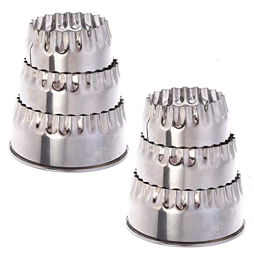 Cookie Cutters, 6 PCS Stainless Steel Cookie Cutters Biscuit Fluted Edge Round Cutters in Graduated Sizes Shape Molds Diameter 6cm 7cm 8.5cm