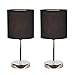 Simple Designs LT2007-BLK-2PK Chrome Mini Basic Table Lamp with Fabric Shade 2 Pack Set, Black