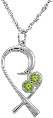 The Mommy Pendant for Twins - 18" Sterling Silver Necklace with 2 August Birthstones Peridots