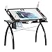SD STUDIO DESIGNS Futura Crafting, Drafting, Drawing Table with Adjustable Top, Black and Clear Glass,43.25