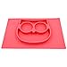 One Piece Self Suction Non Slip Silicone Placemat and Bowl For Kids Fit most Highchair Trays, Owl Feeding Mat by Switol (pink)