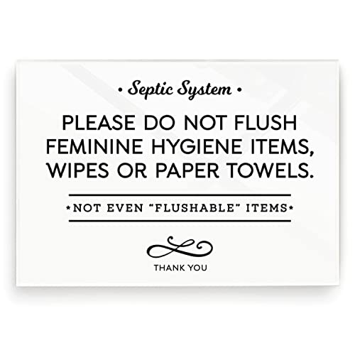 3.5x5 Inch Septic System Bathroom Sign, Do Not Flush Feminine Hygiene