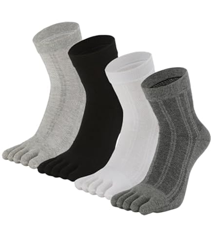 Men Toe Socks Running Wicking Finger Split Toe Crew Cotton