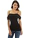 PattyBoutik Women Spaghetti Strap Cold Shoulder Chiffon Inset Blouse (Black Medium)