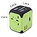 Maxracy International Travel Power Adapter with 2.4A Dual USB Charger and Built-in Spare Fuse Universal AC Wall Outlet Plugs All-in-One for UK, US, AU, Europe & Asia (Green) …