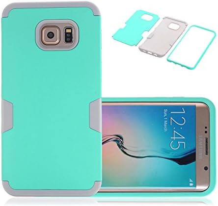 Galaxy S6 Edge Plus Case, CexCob Impact Resistant 3 in 1 Hybrid Shockproof Soft Silicone TPU &amp; Hard Plastic 3 Pieces Armor Combo Back Cover Phone Case for Samsung Galaxy S6 Edge Plus, Mint &amp; Grey