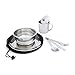 Backpacking Stainless Steel Mess Kit Lightweight 1 Person Dish Set with Mesh Bag - Complete Dinnerware Set Includes Plate, Bowl, Cup, Knife, Fork and Spoon - Perfect for Any Outdoor Use