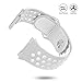 UMTELE Compatible for Fitbit Ionic Band, Two-Toned Perforated Strap Breathable Accessory Wristband with Quick Lock&Release Buckle Replacement for Fitbit Ionic Smart Watch, Small, Silver/White