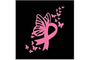 Butterfly Breast Cancer Ribbon Vinyl Decal | Pink | Made in USA by Foxtail Decals | for Car Windows, Tablets, Laptops, Water Bottles, etc. | 3.7 x 4.5 inch