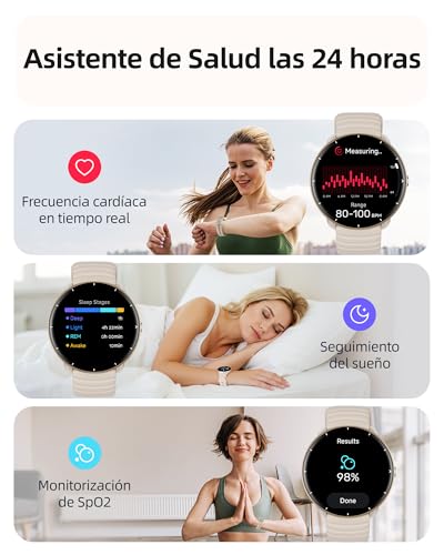 Parsonver Smartwatch for Men Women with Built-in GPS, 5 ATM Waterproof for Pool/Open Water, AMOLED Screen, 100+ Sports Built-in, Heart Rate and Sleep (French Grey, 42 mm)