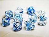 Chessex Dice Sets: Nebula Dark Blue with White - Ten Sided Die d10 Set (10)
