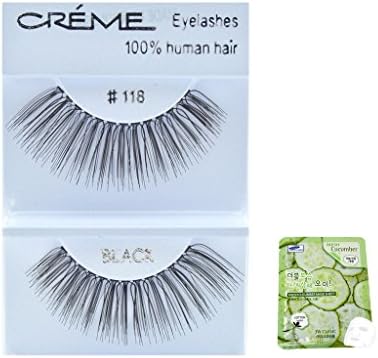 12 Pairs Creme 100% Human Hair Black Natural False Eyelashes Dozen Pack #118