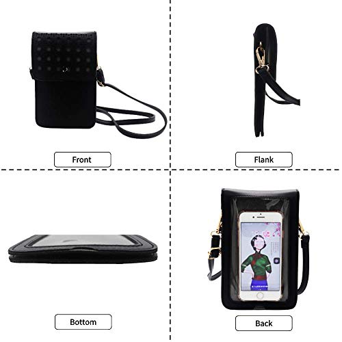 OSTKAKA Small Crossbody Phone Bag，Mobile Phone Bags for Women，Wristlet Wallet with Cell Phone Holder (B-Black)