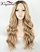 K'ryssma Blonde Wig with Dark Roots Ombre Natural Looking Wavy Long Blonde Wig Glueless Synthetic Wigs for Women