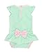 RuffleButts Infant/Toddler Girls Peplum Skirt One Piece Rash Guard Swimsuit - Mint Seersucker - 6-12m