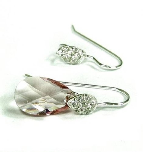 2 pcs .925 Sterling Silver Leaf Earwire Cz French Hook Bail Dangle Earring Connector/Findings/Bright