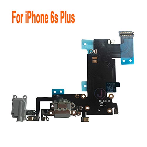 Johncase Charging Port Dock Connector Flex Cable w/Microphone + Headphone Audio Jack Port Ribbon Replacement Part Compatible iPhone 6s Plus 5.5" All Carriers (Black/Space Gray)