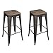 Joveco 30 inches Vintage Metal Dark Bronze Stools with Solid Wood Seat, Set of 2