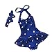 Taiycyxgan Baby Toddler Girls One-Piece Swimsuit Bowknot Spots Swimwear With Headbands,Small / 1-2 Years,Navy
